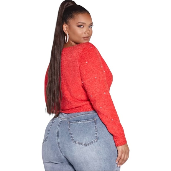 Fashion to Figure Ramona Twist Front Rhinestone Sweater in Size 3 - Picture 3 of 3